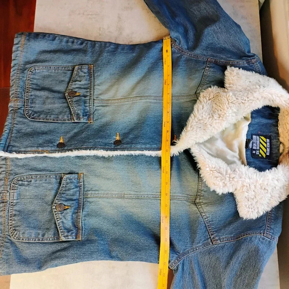 Vintage Aeropostale Big Rock Canyon Sherpa Hem Jean Jacket Unisex Men's Medium - Picture 13 of 15